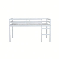 Solid Wood Twin Loft Bed With Ladder And Reinforced Slats In Grey Finish