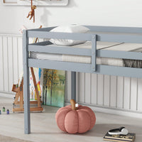 Solid Wood Twin Loft Bed With Ladder And Reinforced Slats In Grey Finish