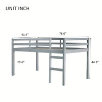 Solid Wood Twin Loft Bed With Ladder And Reinforced Slats In Grey Finish