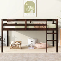 Solid Wood Twin Loft Bed With Ladder And Reinforced Slats In Grey Finish