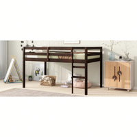 Solid Wood Twin Loft Bed With Ladder And Reinforced Slats In Grey Finish