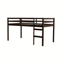 Solid Wood Twin Loft Bed With Ladder And Reinforced Slats In Grey Finish