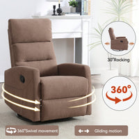 Fabric Manual Recliner Chair With Rocker And Swivel For Living Room Comfort Yellow