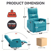 Fabric Manual Recliner Chair With Rocker And Swivel For Living Room Comfort Yellow