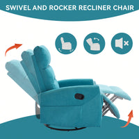 Fabric Manual Recliner Chair With Rocker And Swivel For Living Room Comfort Yellow