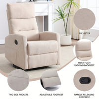 Fabric Manual Recliner Chair With Rocker And Swivel For Living Room Comfort Yellow