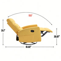 Fabric Manual Recliner Chair With Rocker And Swivel For Living Room Comfort Yellow