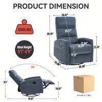 Fabric Manual Recliner Chair With Rocker And Swivel For Living Room Comfort Yellow