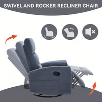 Fabric Manual Recliner Chair With Rocker And Swivel For Living Room Comfort Yellow