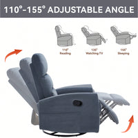 Fabric Manual Recliner Chair With Rocker And Swivel For Living Room Comfort Yellow