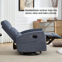 Fabric Manual Recliner Chair With Rocker And Swivel For Living Room Comfort Yellow