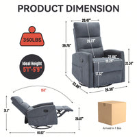 Fabric Manual Recliner Chair With Rocker And Swivel For Living Room Comfort Yellow
