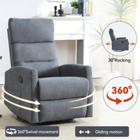 Fabric Manual Recliner Chair With Rocker And Swivel For Living Room Comfort Yellow