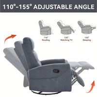 Fabric Manual Recliner Chair With Rocker And Swivel For Living Room Comfort Yellow