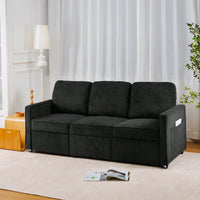 Corduroy Retractable 3 Seater Sofa For Small Spaces Easy Assembly Flexible Design Ideal For Living Rooms And Apartments Cream White