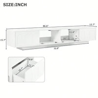 Stylish TV Stand With Fluted Glass Doors For TVs Up To 95 Inches, Functional Media Console With Arched Cabinet Doors And APP-Controlled LED Lights, Modern Entertainment Center In White