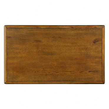 Antique Brown Solid Wood Rectangle Coffee Table With 4 Drawers And Rivet Legs For Living Room