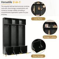 Modern Multi-Functional Storage Bench With High Gloss Fluted Doors And Luxurious Coat Rack For Entryway And Living Room In White