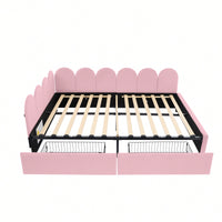 Elegant Full Size Upholstered Daybed With Storage Drawers Velvet Sofabed And Soft Fabric Headboard No Box Spring Required Beige