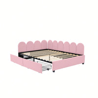 Elegant Full Size Upholstered Daybed With Storage Drawers Velvet Sofabed And Soft Fabric Headboard No Box Spring Required Beige
