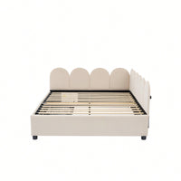 Elegant Full Size Upholstered Daybed With Storage Drawers Velvet Sofabed And Soft Fabric Headboard No Box Spring Required Beige