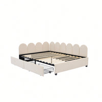 Elegant Full Size Upholstered Daybed With Storage Drawers Velvet Sofabed And Soft Fabric Headboard No Box Spring Required Beige