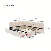 Elegant Full Size Upholstered Daybed With Storage Drawers Velvet Sofabed And Soft Fabric Headboard No Box Spring Required Beige
