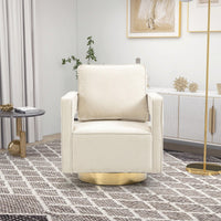 Modern Swivel Accent Chair With Gold Stainless Steel Base For Nursery Bedroom Living Room Office Club Lounge Black Chenille