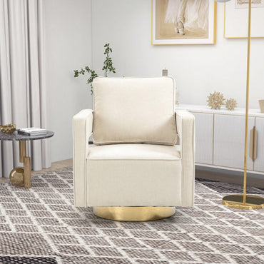 Modern Swivel Accent Chair With Gold Stainless Steel Base For Nursery Bedroom Living Room Office Club Lounge Black Chenille
