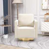 Modern Swivel Accent Chair With Gold Stainless Steel Base For Nursery Bedroom Living Room Office Club Lounge Black Chenille