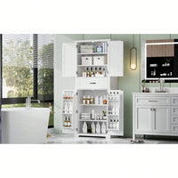 Multi-Functional Bathroom Storage Cabinet With Adjustable Shelf And Drawer For Organized Space In White