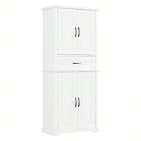 Multi-Functional Bathroom Storage Cabinet With Adjustable Shelf And Drawer For Organized Space In White