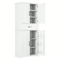 Multi-Functional Bathroom Storage Cabinet With Adjustable Shelf And Drawer For Organized Space In White