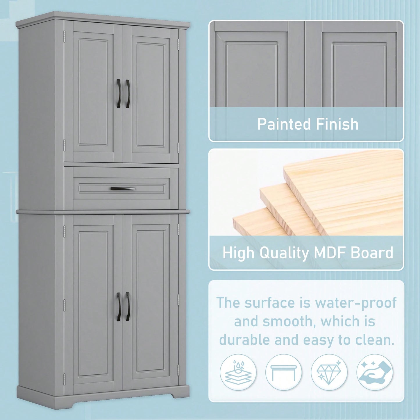 Multi-Functional Bathroom Storage Cabinet With Adjustable Shelf And Drawer For Organized Space In White