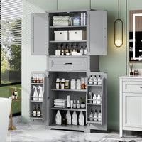 Multi-Functional Bathroom Storage Cabinet With Adjustable Shelf And Drawer For Organized Space In White