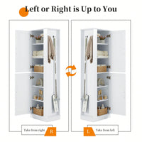 Freestanding Tall Bathroom Storage Cabinet With Adjustable Shelves And Hook In White MDF