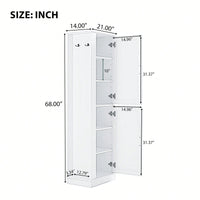 Freestanding Tall Bathroom Storage Cabinet With Adjustable Shelves And Hook In White MDF