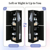 Freestanding Tall Bathroom Storage Cabinet With Adjustable Shelves And Hook In White MDF