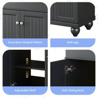 Sleek 24 Inch Black Bathroom Vanity With Elegant Ceramic Sink And Solid Wood Frame, Adjustable Shelf For Stylish Storage