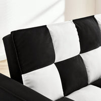 3-In-1 Convertible Velvet Armchair Sofa Bed For Living Room Black And White Design