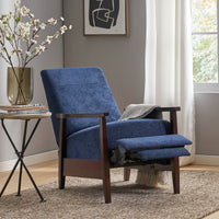 24.75 Inch Wide Wooden Handcrafted Manual Club Recliner Chair For Cozy Relaxation