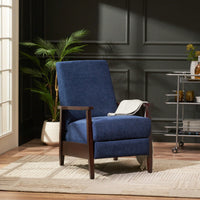 24.75 Inch Wide Wooden Handcrafted Manual Club Recliner Chair For Cozy Relaxation