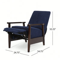 24.75 Inch Wide Wooden Handcrafted Manual Club Recliner Chair For Cozy Relaxation