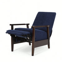 24.75 Inch Wide Wooden Handcrafted Manual Club Recliner Chair For Cozy Relaxation