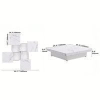 Modern Square Marble Veneer Coffee Table With Sliding Storage Top In White 39.4 Inches