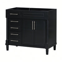 36 Inch Freestanding Bathroom Vanity Cabinet Solid Wood Frame With 2 Drawers And Tip-Out Drawer Height Adjustable Shelf No Sink Included