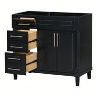 36 Inch Freestanding Bathroom Vanity Cabinet Solid Wood Frame With 2 Drawers And Tip-Out Drawer Height Adjustable Shelf No Sink Included