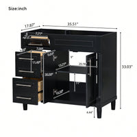 36 Inch Freestanding Bathroom Vanity Cabinet Solid Wood Frame With 2 Drawers And Tip-Out Drawer Height Adjustable Shelf No Sink Included