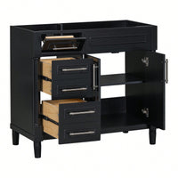 36 Inch Freestanding Bathroom Vanity Cabinet Solid Wood Frame With 2 Drawers And Tip-Out Drawer Height Adjustable Shelf No Sink Included