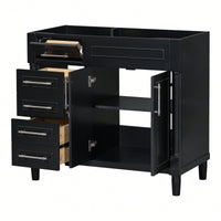 36 Inch Freestanding Bathroom Vanity Cabinet Solid Wood Frame With 2 Drawers And Tip-Out Drawer Height Adjustable Shelf No Sink Included